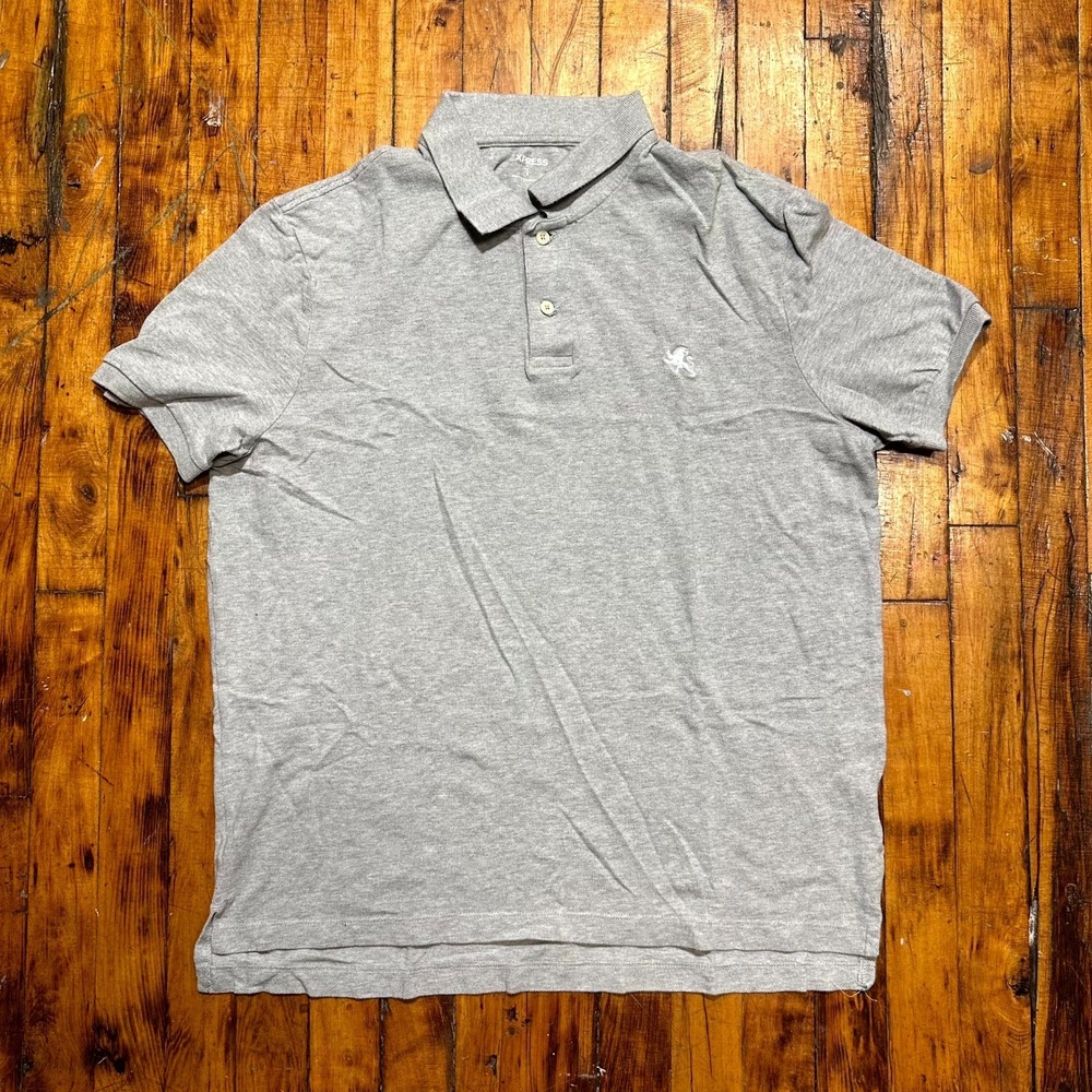 Express Polo Shirt Men's Large Gray‎ Pique Embroidered Logo Golf Performance